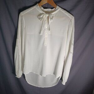 Veronica Beard Blouse Womens Size 2 Lace Ivory Quiet Luxury Feminine Hi Low